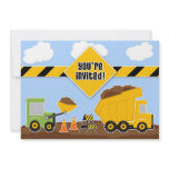 Dump Trucks Construction Birthday Invitation