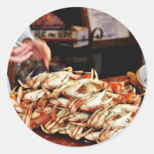 Dungeness Crab At Fishermans Wharf In San Francisc Round Stickers