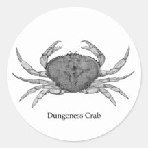 Dungeness Crab Logo (line art) Round Stickers
