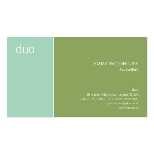 Duo Aqua & Green Business Card Template (front side)