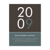 "Duo" Cadet Blue & Tan Graduation Invitation postcards