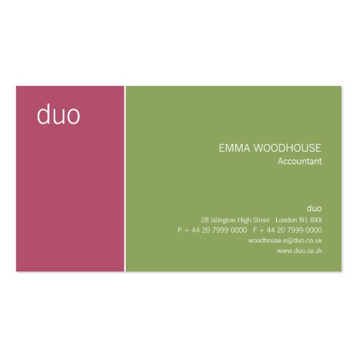 Duo Cyclamen Pink & Green Business Card (front side)