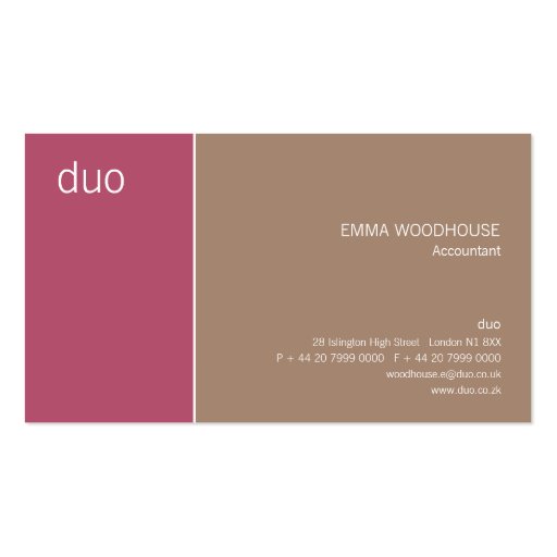 Duo Dark Pink & Tan Business Card Templates