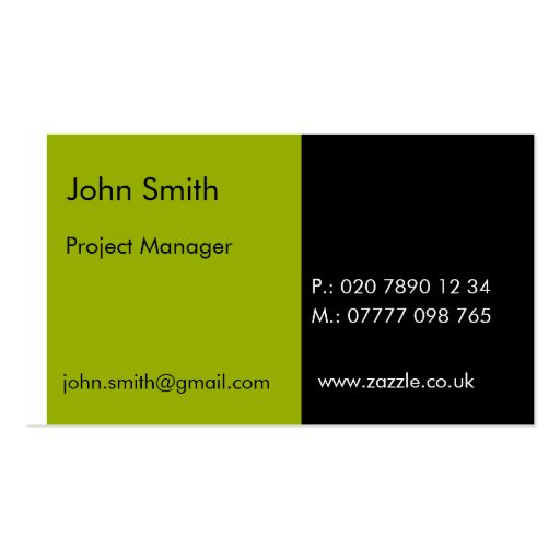 Duo - Green & Black (2" x 3.5") Business Card Template (front side)