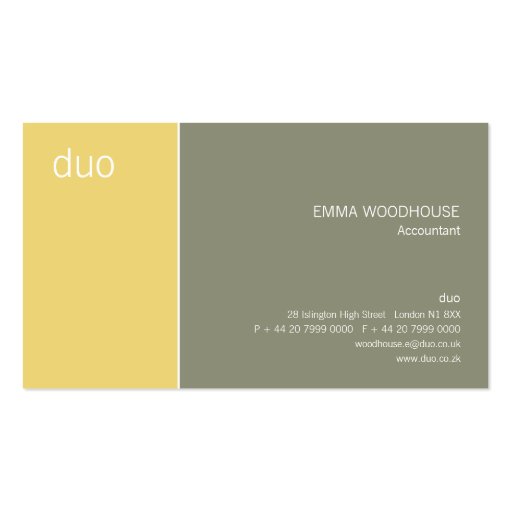 Duo Grey & Yellow Business Card (front side)