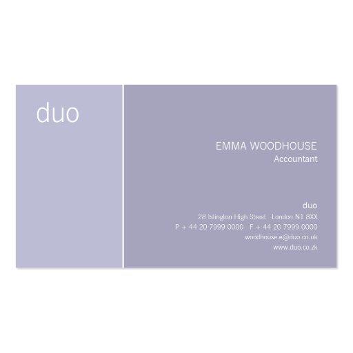 Duo Light Steel Blue Business Card (front side)