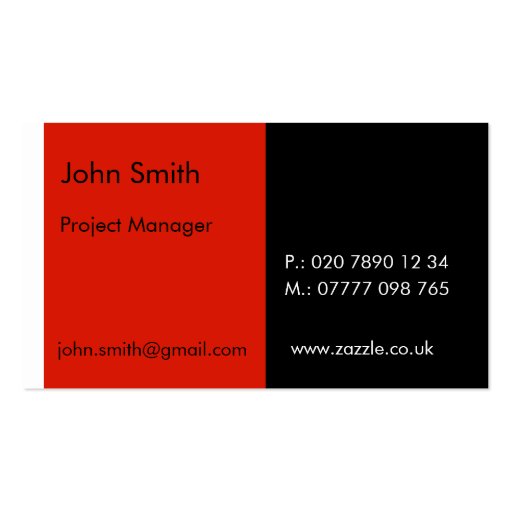 Duo - Red & Black (2" x 3.5") Business Card Template (front side)