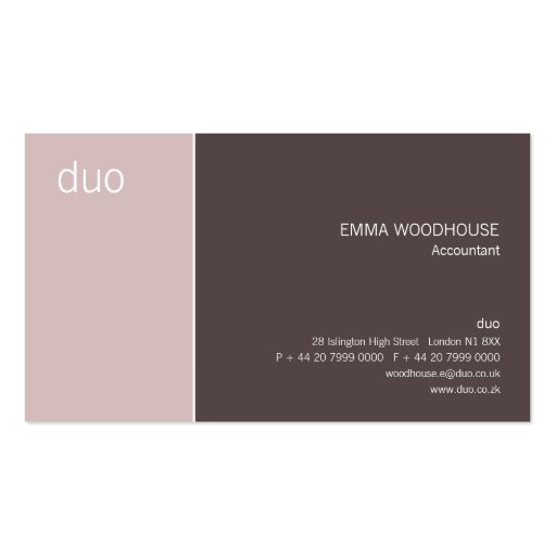 Duo Taupe & Pink Business Card (front side)