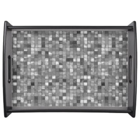 Duo-tone Black and White Ceramic Tile Pattern Serving Tray