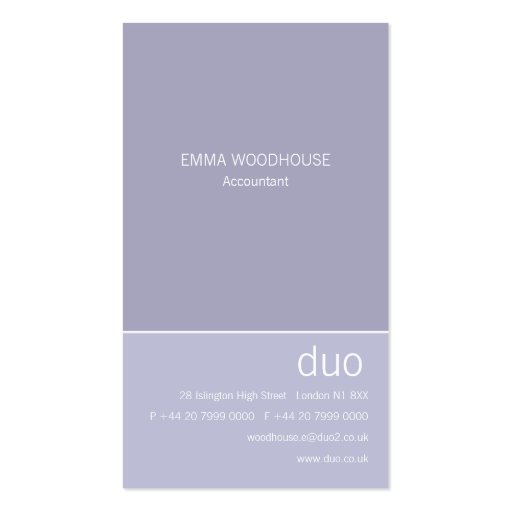 Duo Vertical Light Steel Blue Business Card Template (front side)