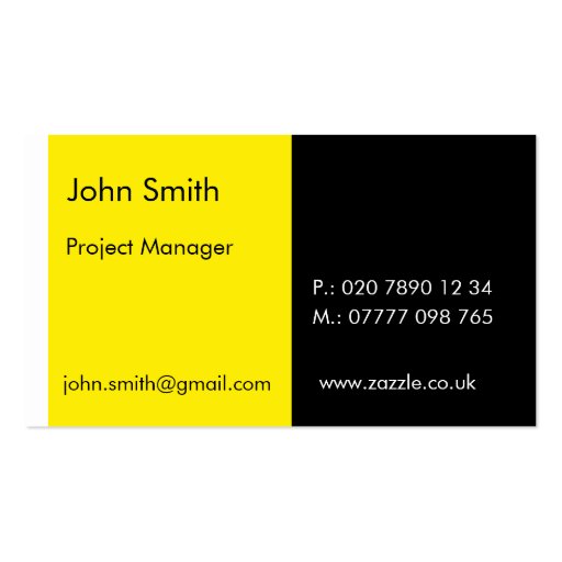 Duo - Yellow & Black (2" x 3.5") Business Card Templates (front side)