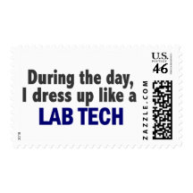 During The Day I Dress Up Like A Lab Tech Postage Stamp