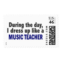 During The Day I Dress Up Like A Music Teacher Postage Stamp