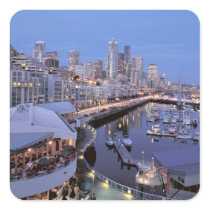 Dusk on Bell Harbor in Seattle, Washington.