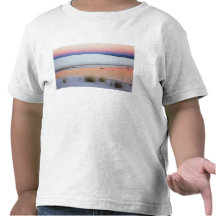 Dusk sky reflected in pool of water from t shirts