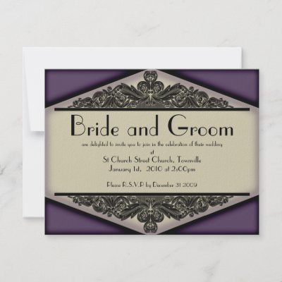 Dusky Purple Vintage wedding invite by kasei lee