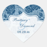 Dusty Blue, White Floral Wedding Favor Sticker
