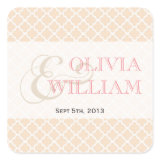 Dusty pink Moroccan tile ampersand modern wedding Square Stickers