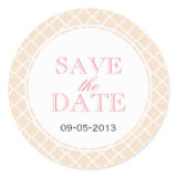 Dusty pink Moroccan tile SAVE THE DATE wedding Round Sticker