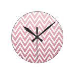 Dusty pink ombre chevron zigzag stripes clock