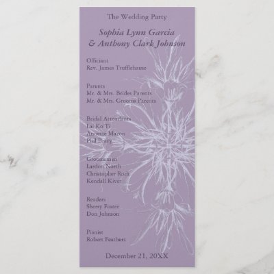 Dusty Purple Floral Wedding Program Rack Card Design