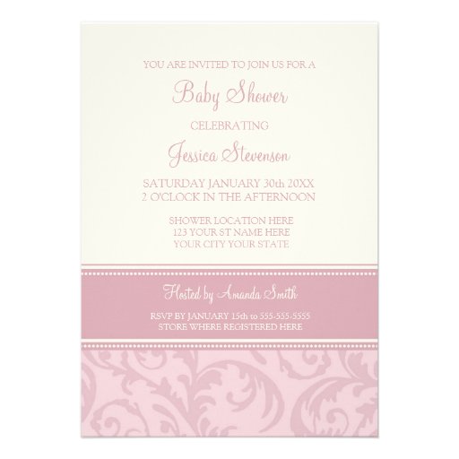 Dusty Rose Floral Custom Baby Shower Invitations