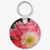 Dusty Rose Gerbera Bride & Groom Keychain