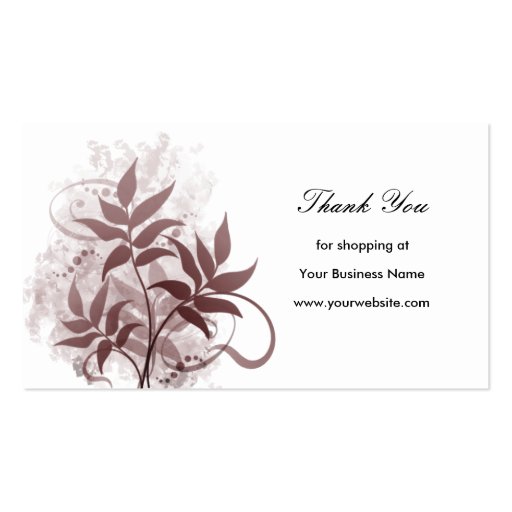 Dusty Rose Leaves - Thank You Business Card Templates
