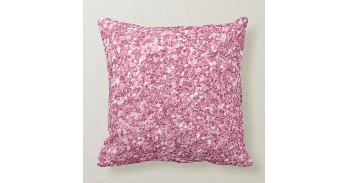 Dusty Rose Pink Glitter Texture Print Throw Pillow Zazzle