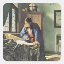 Dutch Artist Vermeer Painting The Geographer Square Sticker