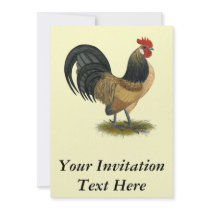 Dutch Bantam:  Blue Quail Rooster Custom Invite