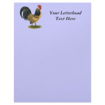 Dutch Bantam:  Blue Quail Rooster Letterhead Template