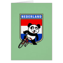 Dutch Cycling Panda Greeting Card