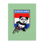 This cute cycling panda stands in front of a Dutch flag with his bike. This original design makes a perfect gift for Dutch bicyclers or bicycling fanatics in the Netherlands. Great for everyone who loves cute pandas and biking.