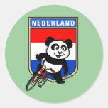Dutch Cycling Panda Round Sticker