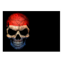 Dutch Flag Skull on Black Business Card Template