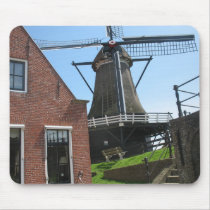 Dutch House and Windmill on Dyke Photo Mousepad