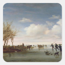 Dutch landscape with Skaters Square Sticker
