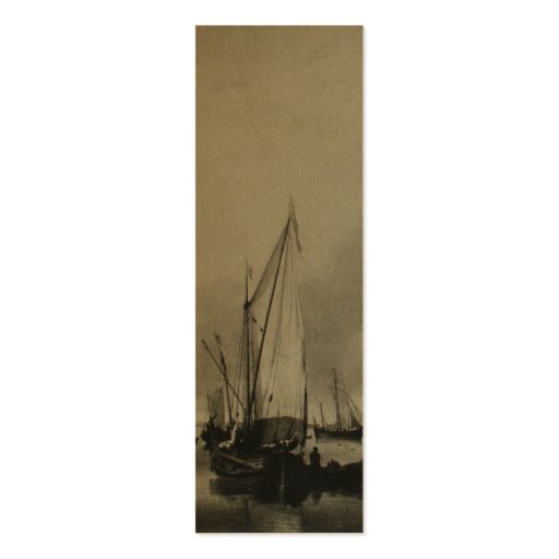 Dutch Painting Boats on Sea Holland Bookmark Business Card Template (front side)