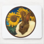 Dutch rabbit with sunflowers mouse pad