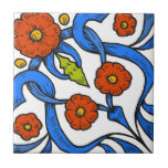 Dutch Rust and Blue Flowers Ceramic Tile