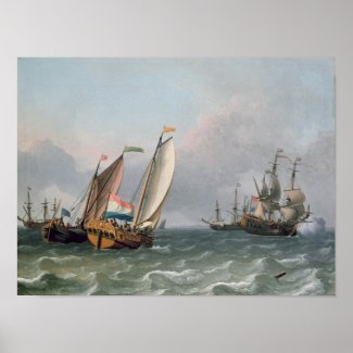 Dutch Shipping in a Choppy Sea Print