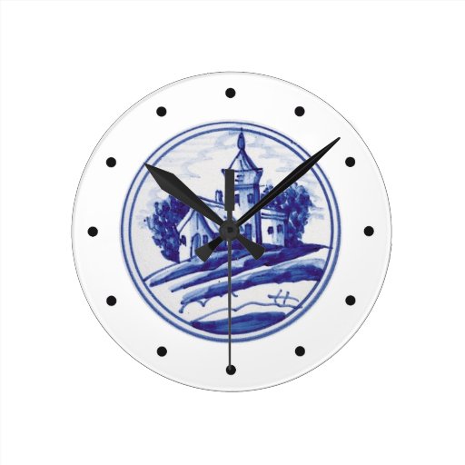 Dutch traditional blue tile clock