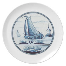 Dutch traditional blue tile dinner plate