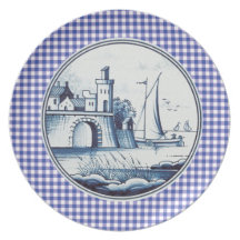 Dutch traditional blue tile dinner plate