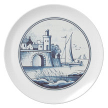 Dutch traditional blue tile dinner plate
