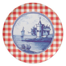 Dutch traditional blue tile dinner plate