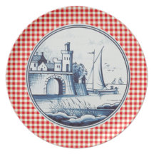 Dutch traditional blue tile dinner plate