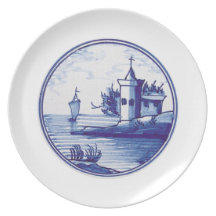Dutch traditional blue tile dinner plate