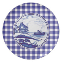 Dutch traditional blue tile dinner plates